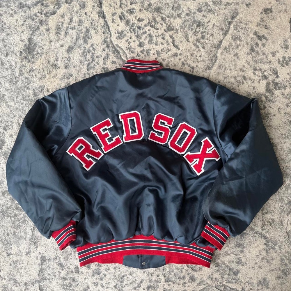 Vintage Boston Red Sox Chalkline Spell-out Bomber Jacket XL Navy Blue 80s MLB